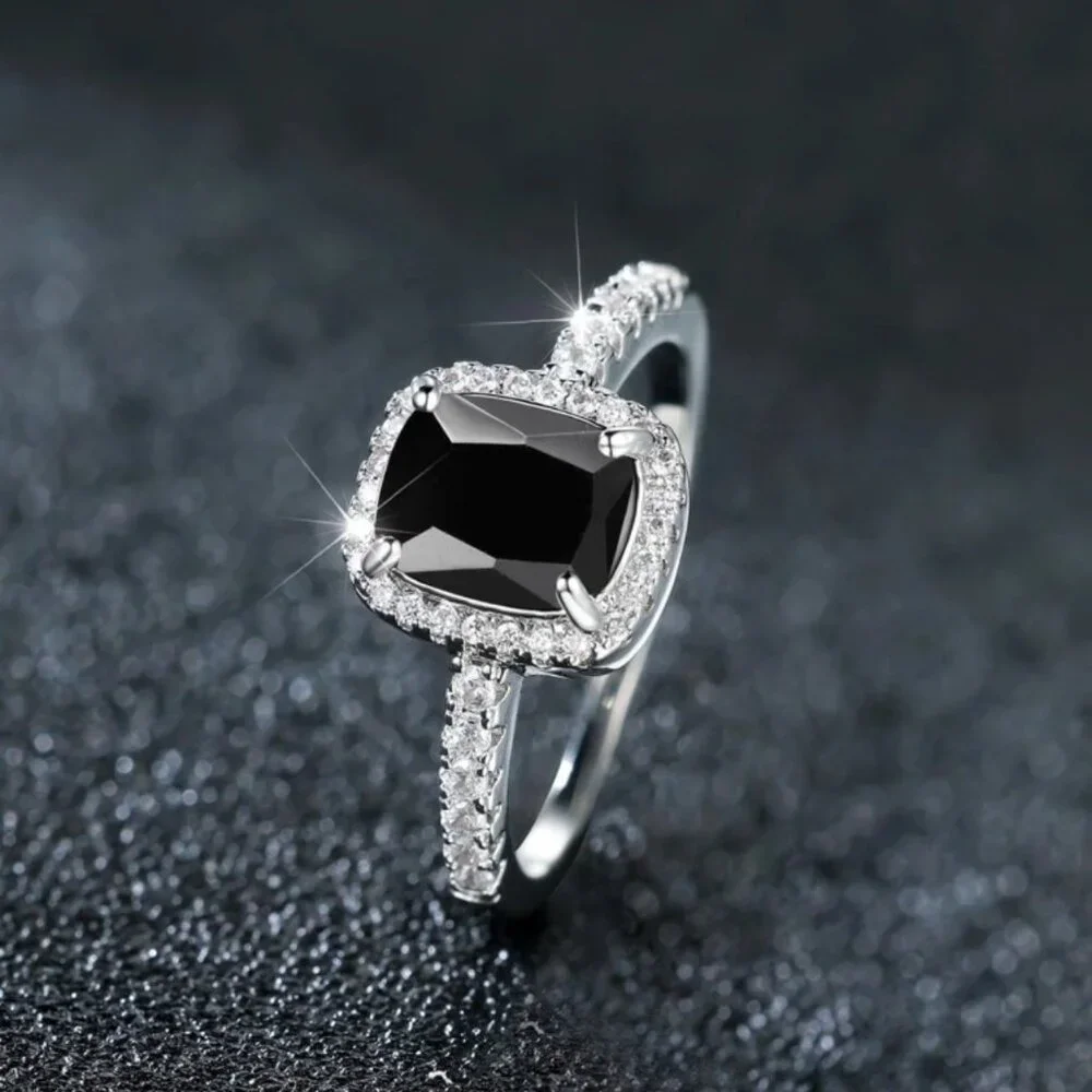 BLACK DIAMOND BRIDAL RING - Picture 2 of 2